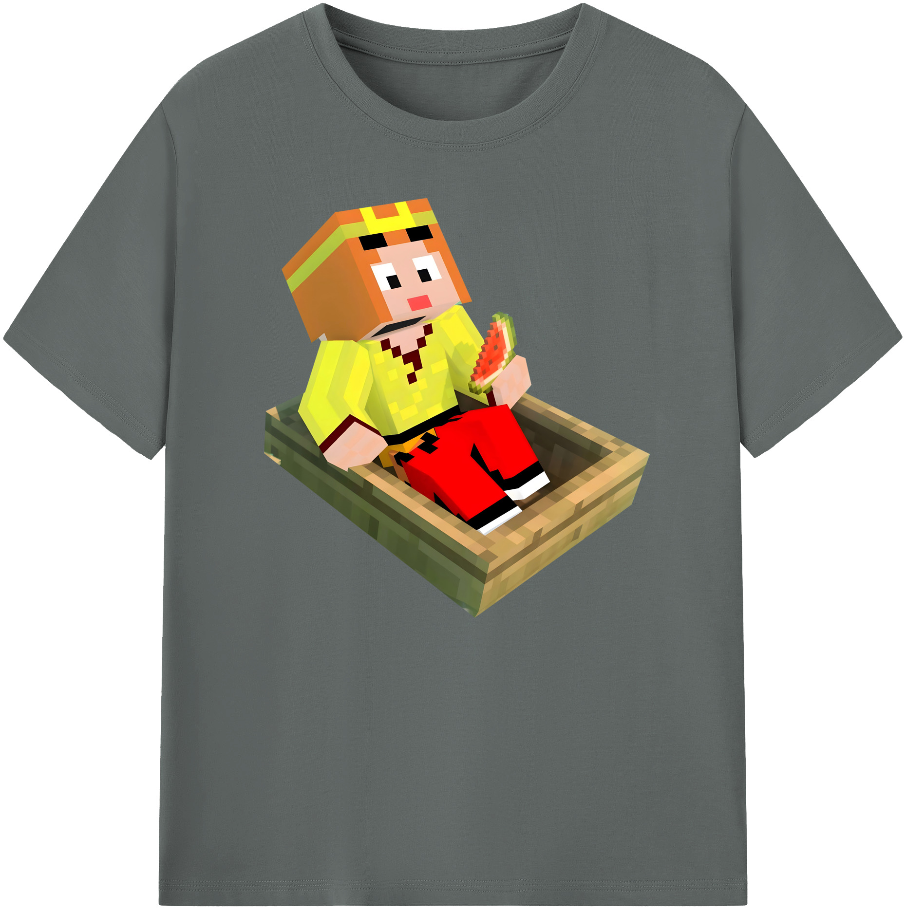 （画像用） マインクラフト ブロックの世界 Minecraft MC Block world 綿100％ メンズ半袖Tシャツ｜肌触りやわらか＆通気性